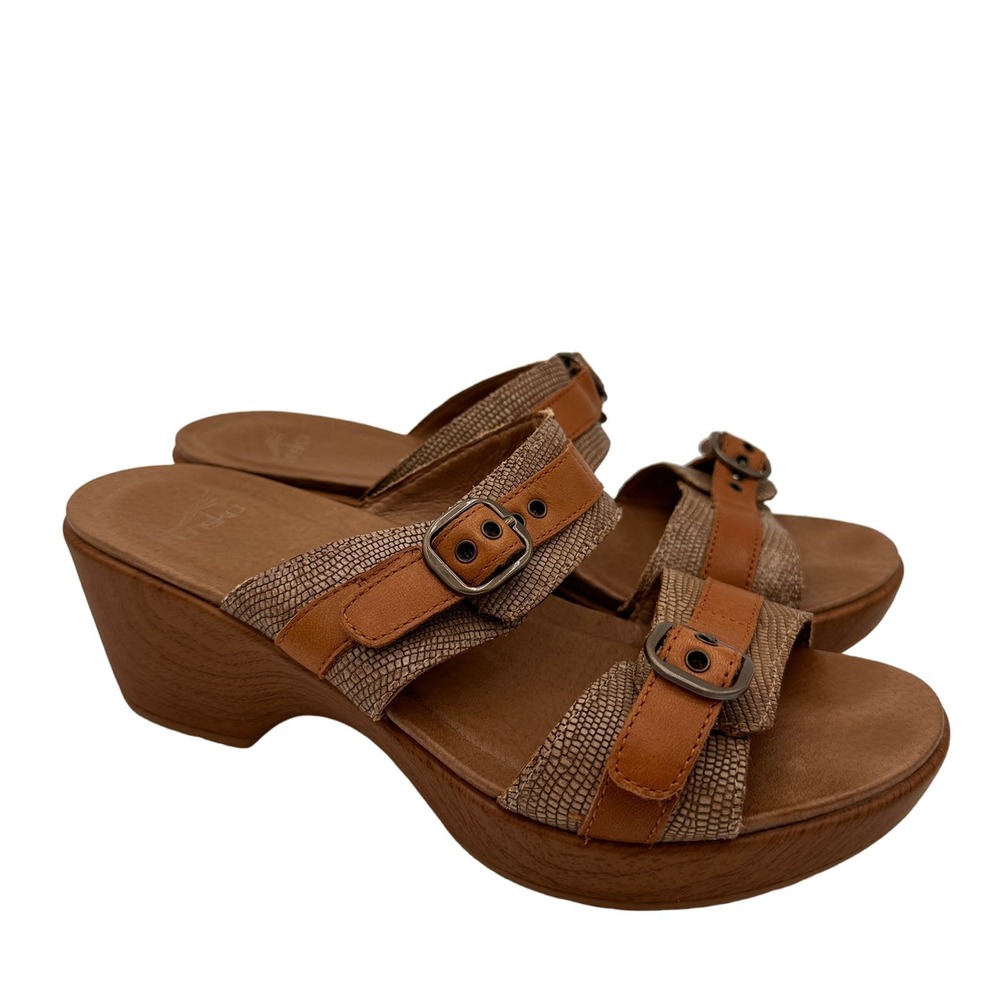 Dansko Jessie Sand Lizard Wedge Sandals Size 39 / 9